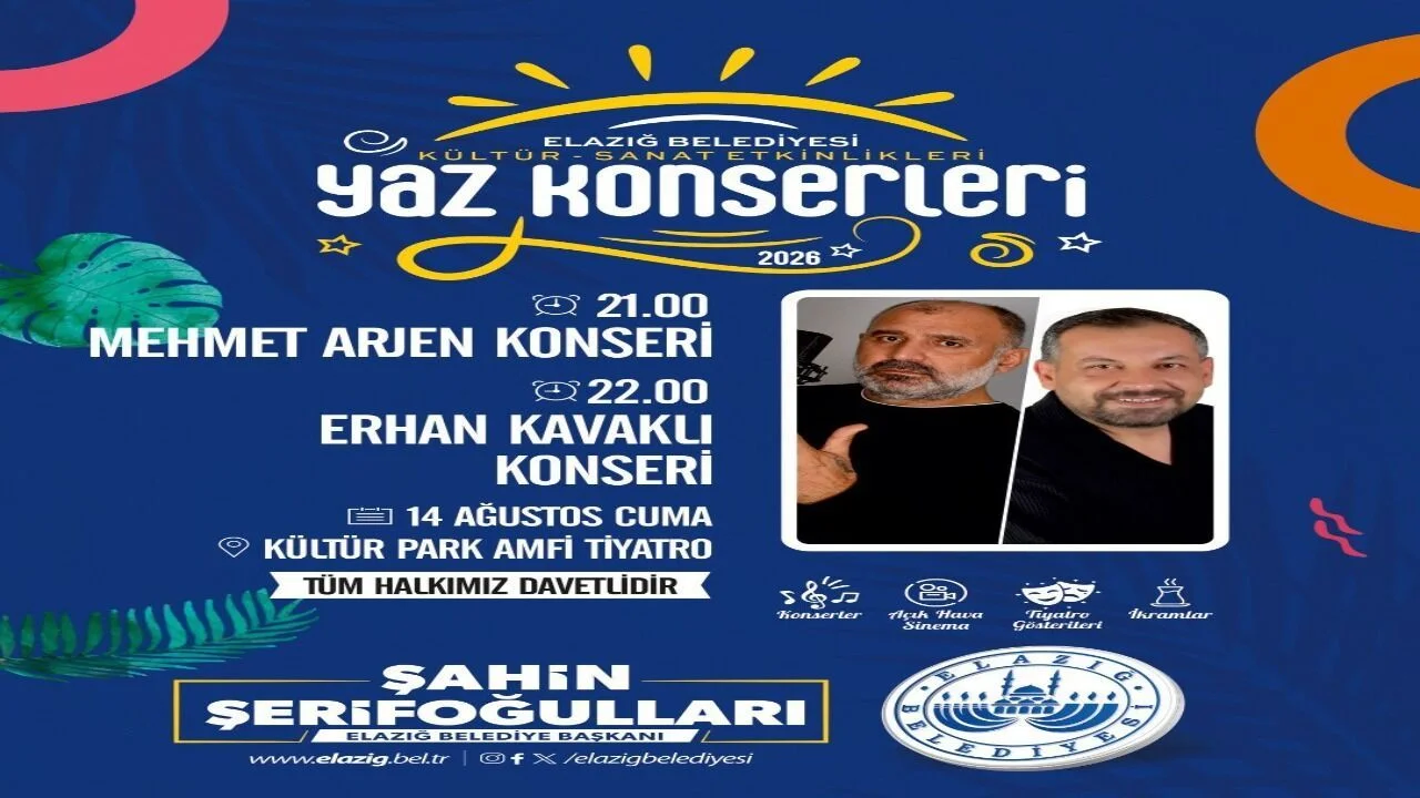 Elazığ’da Müzik Ziyafeti: Mehmet Arden ve Erhan Kavaklı Sahne Alıyor